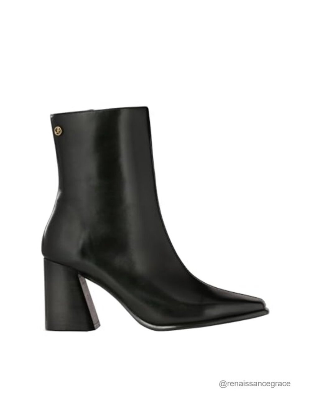 Leather Block Heel Ankle Boots Side Zip Non-Slip Cushioned Insole